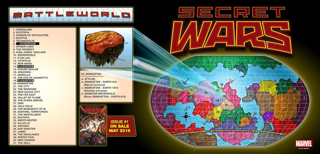 2015 Secret Wars Battleworld Map
