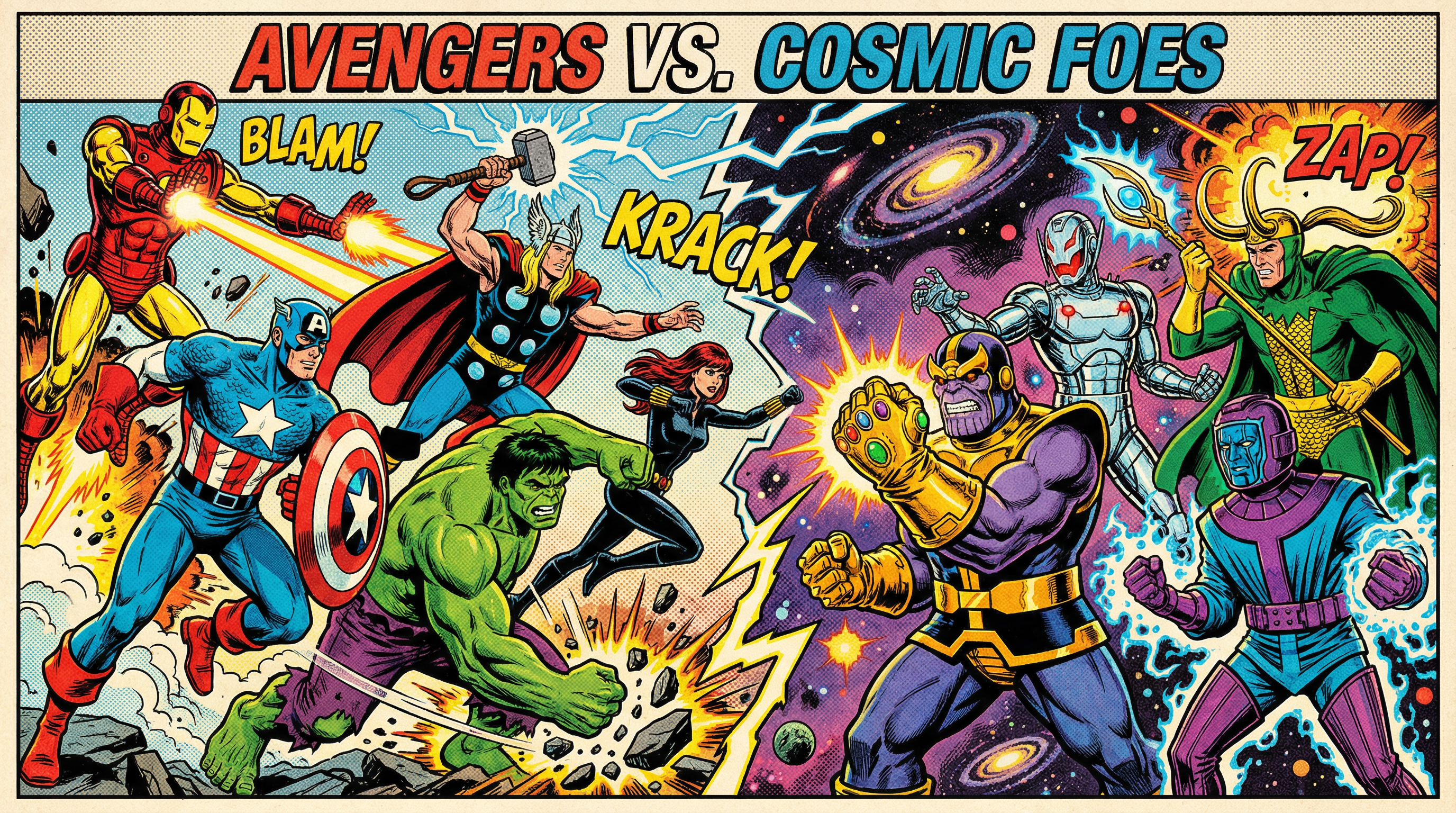Avengers vs Cosmic Foes Epic Battle